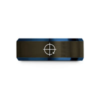 unique rings for men – gunmetal & blue tungsten unit circle wedding band