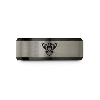 thoughtful awards for dear mates – black & grey tungsten eagle shield wedding band