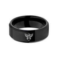 fun keepsakes to give pals – black tungsten eagle shield wedding band