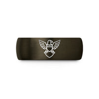 thoughtful awards for dear mates – gunmetal & black tungsten eagle shield wedding band
