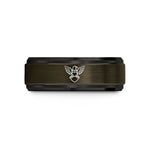 fun keepsakes to give pals – gunmetal & black tungsten eagle shield wedding band