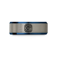 best presents for women – blue & grey tungsten binary 0101 band wedding band