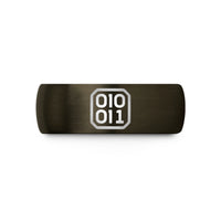 thoughtful presents for partner – gunmetal & blue tungsten binary 0101 band wedding band