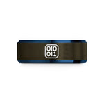 thoughtful presents for partner – gunmetal & blue tungsten binary 0101 band wedding band