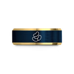 women's rings with engraving – gold & blue tungsten jelly beans wedding band