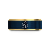 women's rings with engraving – gold & blue tungsten jelly beans wedding band