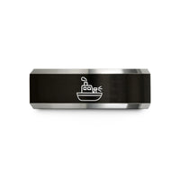 tungsten ring for him – black & silver tungsten fire boat wedding band
