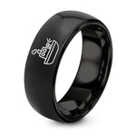 Cute Gifts for Him – black tungsten fire boat ring