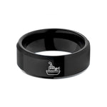 unique presents for men – black tungsten fire boat wedding band