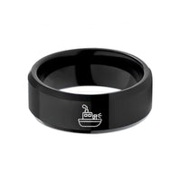 unique presents for men – black tungsten fire boat wedding band