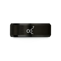 unique presents for men – black tungsten serotonin molecule wedding band