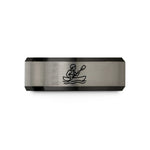 cool rings for men – black & blue & gray tungsten whitewater rafter paddle wedding band