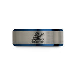 unique presents for boyfriend – black & blue & grey tungsten whitewater rafter paddle wedding band