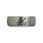 unique presents for boyfriend – blue & gray tungsten whitewater rafter paddle wedding band