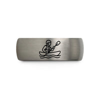 thoughtful presents for men – blue & silver tungsten whitewater rafter paddle wedding band