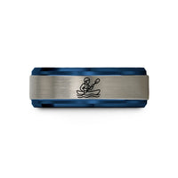 special presents for guys – blue & grey tungsten whitewater rafter paddle wedding band