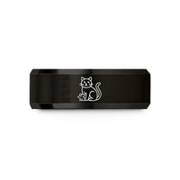 anniversary presents for him – black tungsten cat mouse wedding band