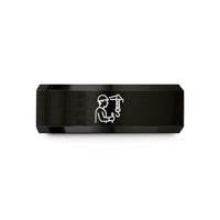 unique presents for her – black tungsten crane operator silhouette wedding band
