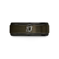 personalized presents for mom – gunmetal & black tungsten crane operator silhouette wedding band