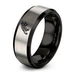 Cute Gifts for Mom from Daughter – black & grey tungsten tribal frog leaping ring