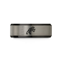 thoughtful presents for mom – black & grey tungsten tribal frog leaping wedding band