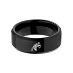 personalized presents for mom – black tungsten tribal frog leaping wedding band