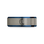 personalized presents for mom – black & blue & silver tungsten waning crescent wedding band