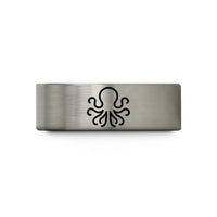 personalized jewelry for her – black & blue & gray tungsten octopus wedding band