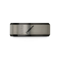 special bands for lovers – black & silver tungsten english horn wedding band