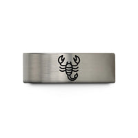 engraved bands for lovers – grey tungsten scorpio wedding band