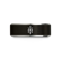 unique engagement presents ideas – black & grey tungsten travelers bindrune wedding band