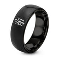 Travelers Bindrune – Tungsten Wedding Band, 8 mm, Black Comfort-Fit Unisex