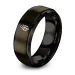 gunmetal & black tungsten travelers bindrune ring