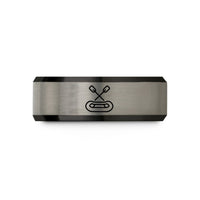 personalized wedding presents for couples – black & blue & silver tungsten whitewater raft paddles wedding band