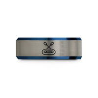 best presents for newlyweds today – black & blue & gray tungsten whitewater raft paddles wedding band