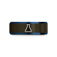 stylish wedding bands her – gunmetal & blue tungsten erlenmeyer flask wedding band