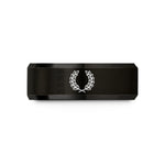 engraved rings for her – black tungsten honor wreath wedding band