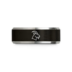 comfortable rings for her – black & silver tungsten mountain goat wedding band