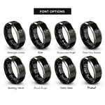 font options for inside engraving on black & silver cuticle pusher rings