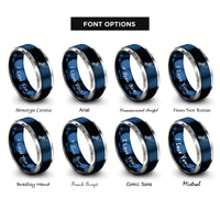 font options for inside engraving on blue & silver cutlass skull rings