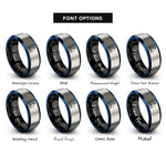 font options for inside engraving on black & blue & gray cutter sailboat rings