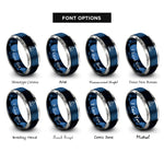 font options for inside engraving on blue & grey cutter sailboat rings