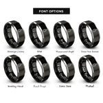 font options for inside engraving on black & gray cutting board rings