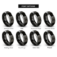 font options for inside engraving on black & gray cutting board rings