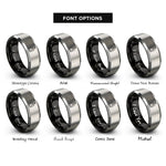 font options for inside engraving on black & gray cutting board rings