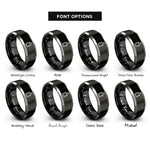 font options for inside engraving on black & grey cutting board rings