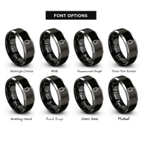 font options for inside engraving on black & grey cutting board rings