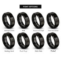 font options for inside engraving on black cutting board rings