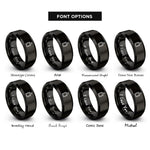 font options for inside engraving on black cutting board rings