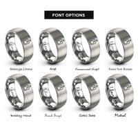 font options for inside engraving on silver cutting board rings